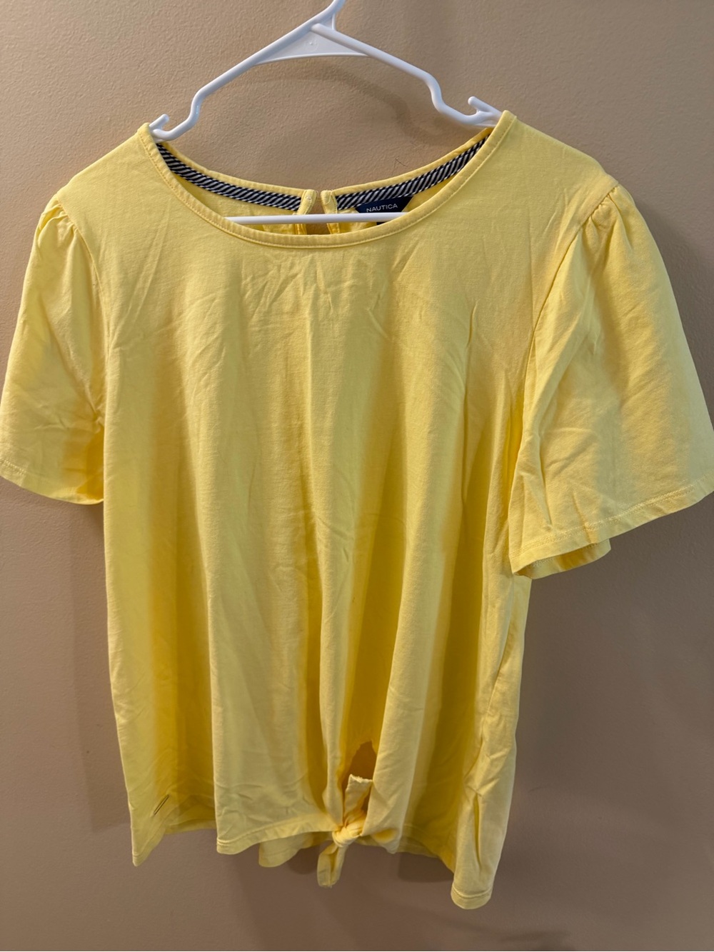 Nautica Yellow Short Sleeve Tie-Front Top size XL